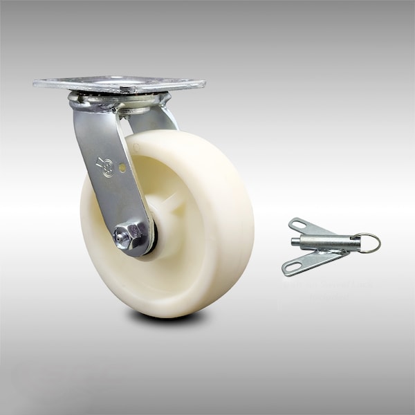 6 Inch Stainless Steel Nylon Swivel Caster with Ball Bearing and Swivel Lock SCC